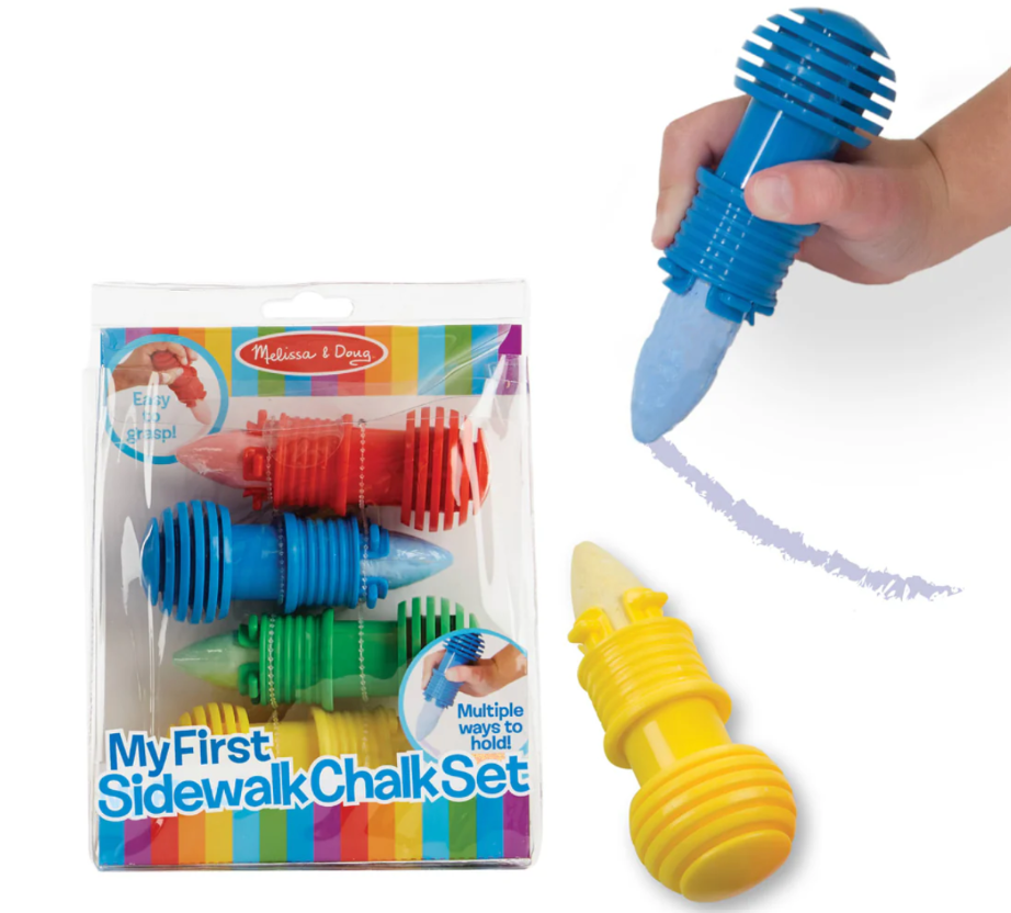 Melissa & Doug My First Sidewalk Chalk Set (4 Chalk Sticks & 4 Holders)
