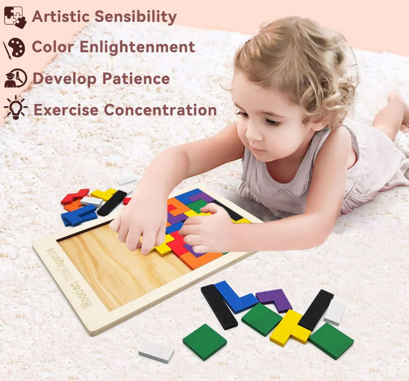 Educational Wooden Russia Puzzles Blocks Toy for All Ages Challenge