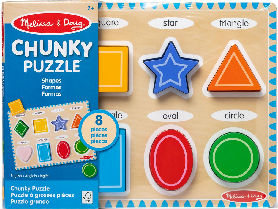 Melissa & Doug Shapes Wooden Chunky Puzzle (8 Piece)
