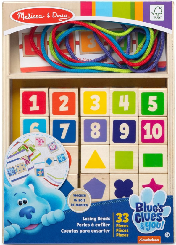 Melissa & Doug Blues Clues & You! Wooden Lacing Beads (33 Pieces)