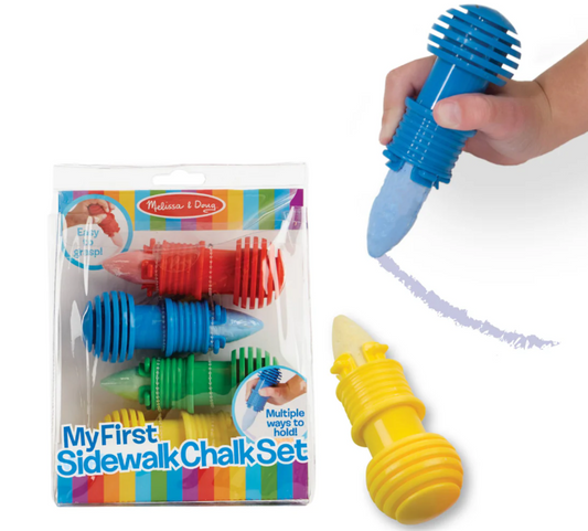 Melissa & Doug My First Sidewalk Chalk Set (4 Chalk Sticks & 4 Holders)