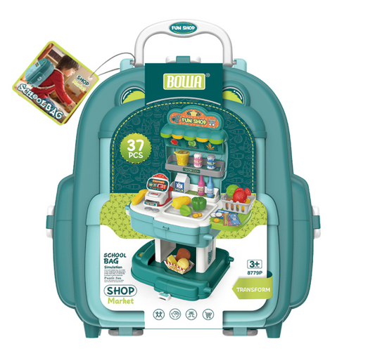 2 in 1 School Bag & Shop Market Stall Play Set 3y+