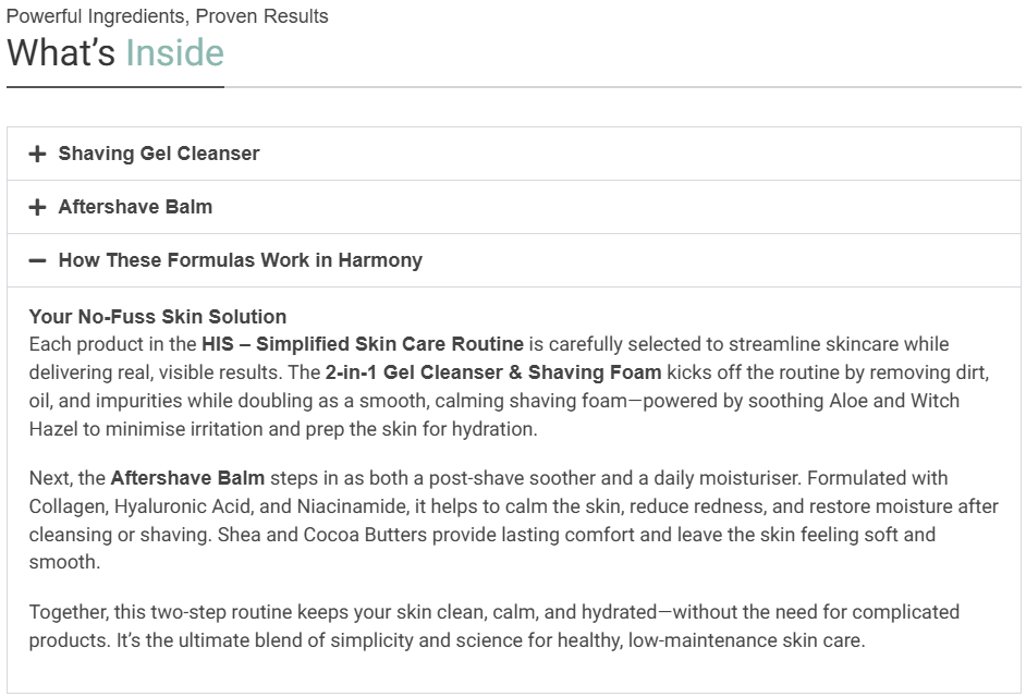 HIS – Simplified Skin Care Routine